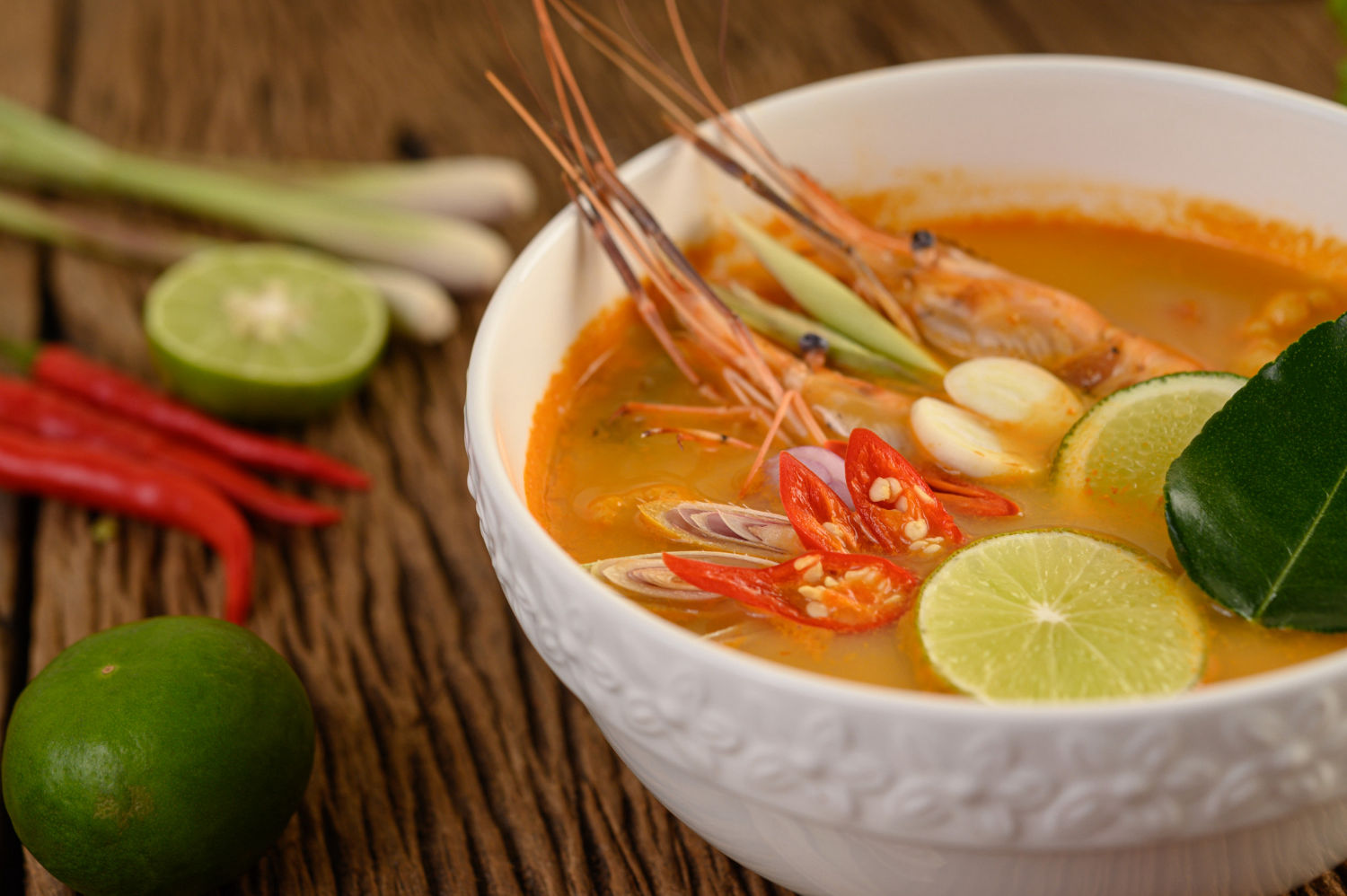 Tom Yum soup with prawns