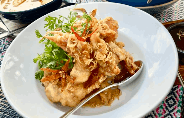 Crispy Fish with tamarind sauce